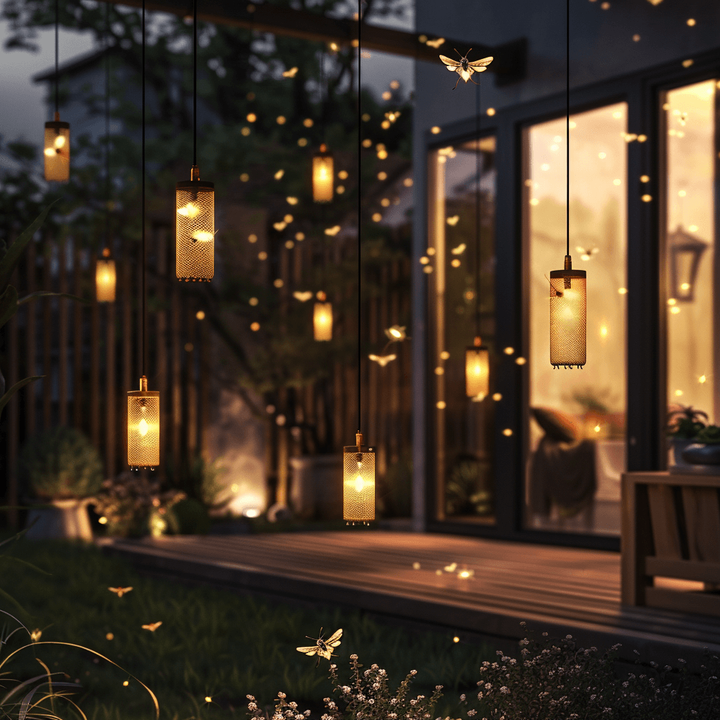 Lights with insect screens installed
